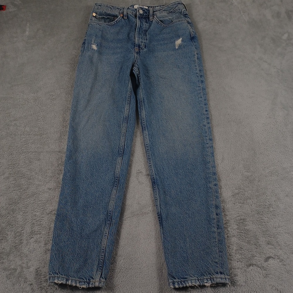 We The Free High Rise Blue Distressed Straight Jeans